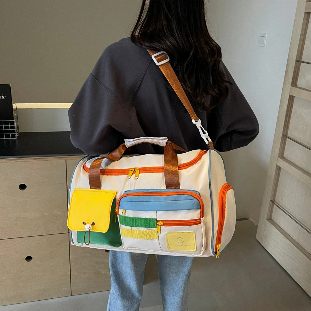 Lightweight Duffel Bag with Colour Blocks - FlexaBag
