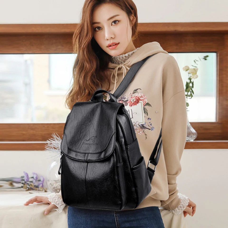 Anti-theft Mini Leather Backpack for Women