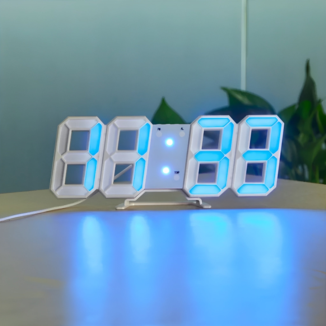 Nyvox | Futuristic LED Wall Clock with 3D Technology | Modern Digital Time Display for Living Room and Office | Easy Operation | Stylish Wall Decoration | Minimalist Design | Digital Display
