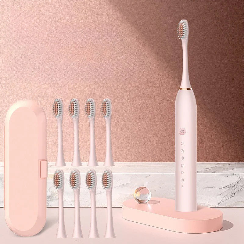 Rechargeable Sonic Toothbrush | Quiet & Powerful | 8 Brush Heads | USB
