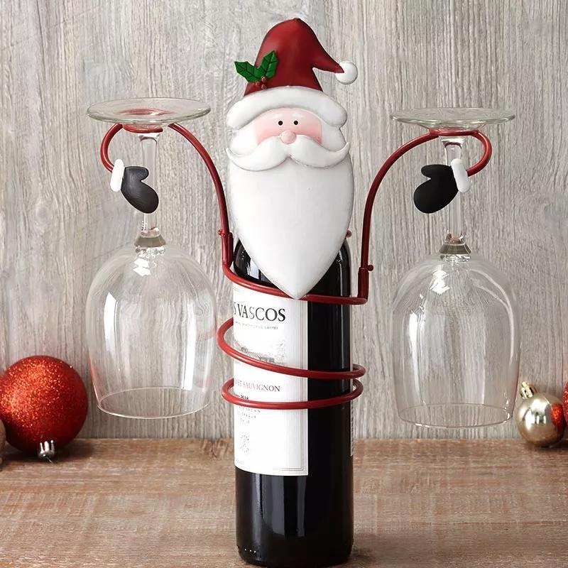 Festive Cheers Wine Glass Holder – Santa & Snowman Design for Festive Tables