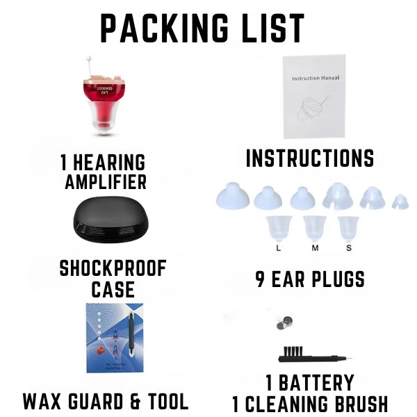 Rechargeable Invisible Hearing Amplifiers | Clear Sound Without Feedback | Includes Extra Ear Tips and Cleaning Kit | Suitable for Mild to Severe Hearing Loss | Discreet Design with Long Battery Life | Comfortable for Daily Use