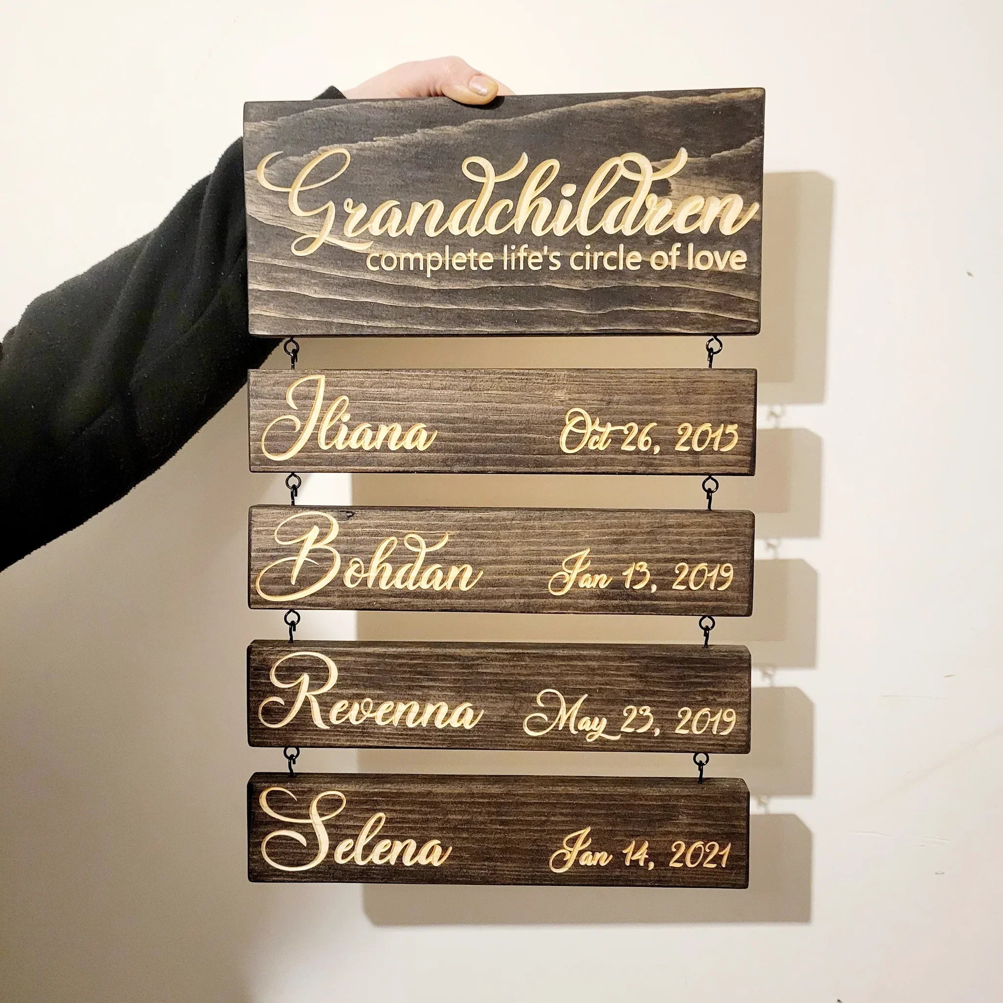 LegacyLuxe Custom Family Plaque | Elegant wooden family gift with engraved names and dates