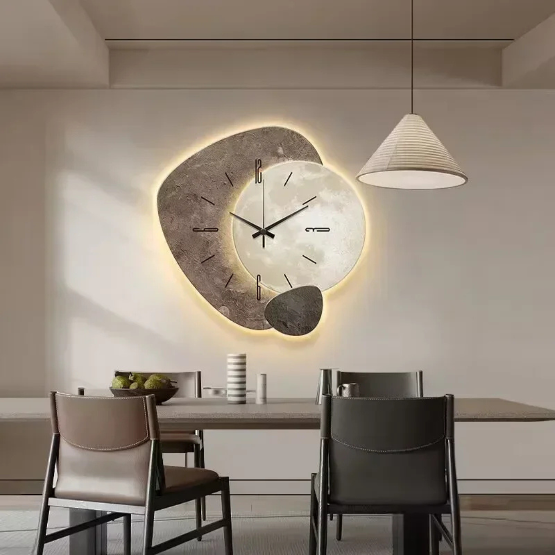 LunaWood Accent Wall Clock – Natural Elegance with Soft LED Glow