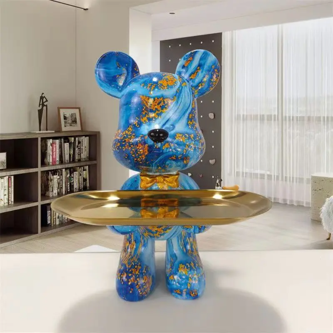 Shyro | Blue and Gold Figurine | Modern Luxury | Unique Decorative Artwork | Interior Decoration | Living Room and Office | Resin Material | 23 x 18 x 29 cm