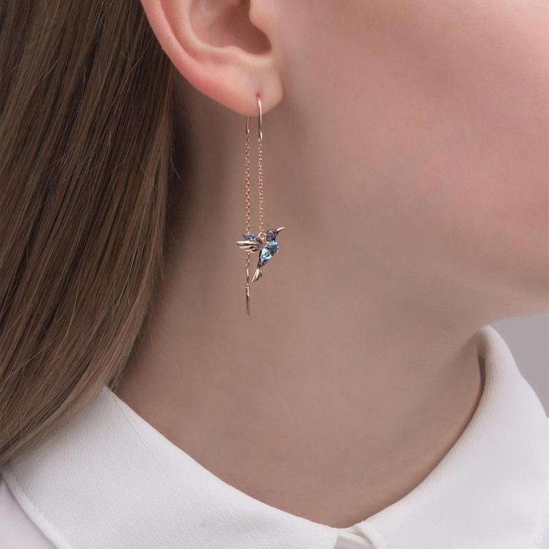 Sandsberg Elegant Hummingbird Rhinestone Stud Earrings