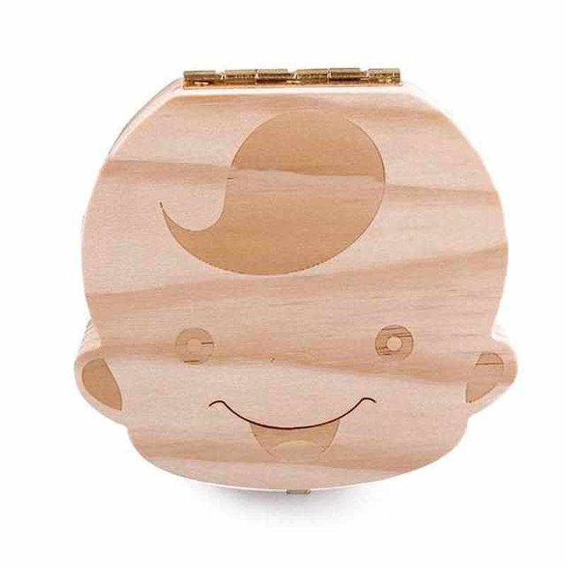 Wooden Box for Milk Teeth with Compartments to Remember the Tooth Transition