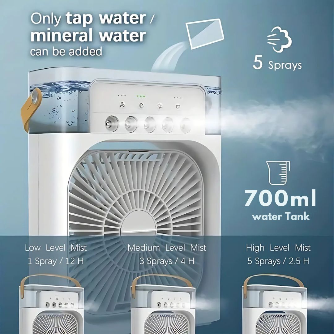 3-in-1 Air Cooler, Humidifier & Air Purifier – Portable Air Conditioning Unit for Indoor Use with LED Light