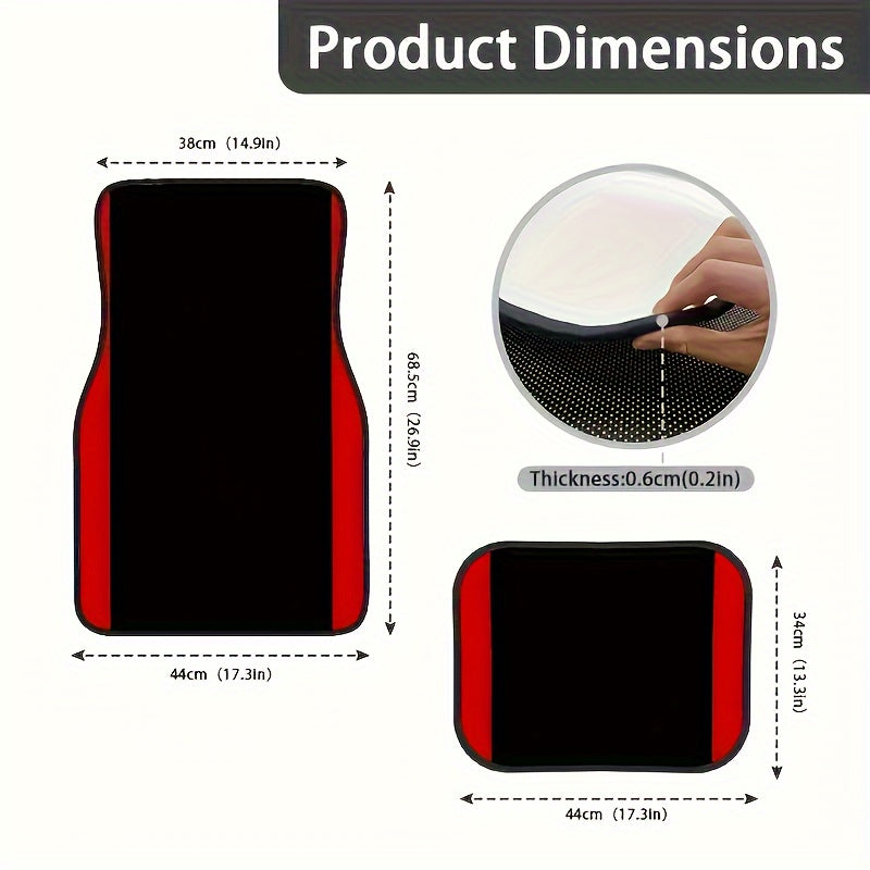 Polyester Floor Mats with Red Vertical Stripes – Non-Slip and Washable for Any Vehicle