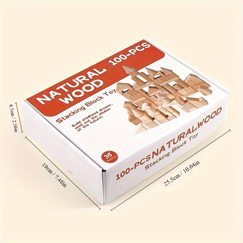 Natural Wooden Building Blocks Set - For Creative Play and Education