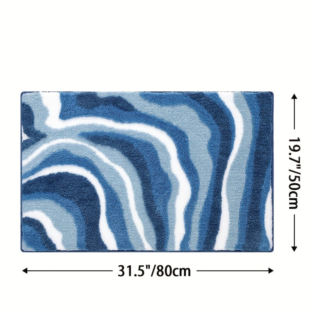 Geometric Bathroom Rug – Absorbent and Soft with Non-Slip Backing