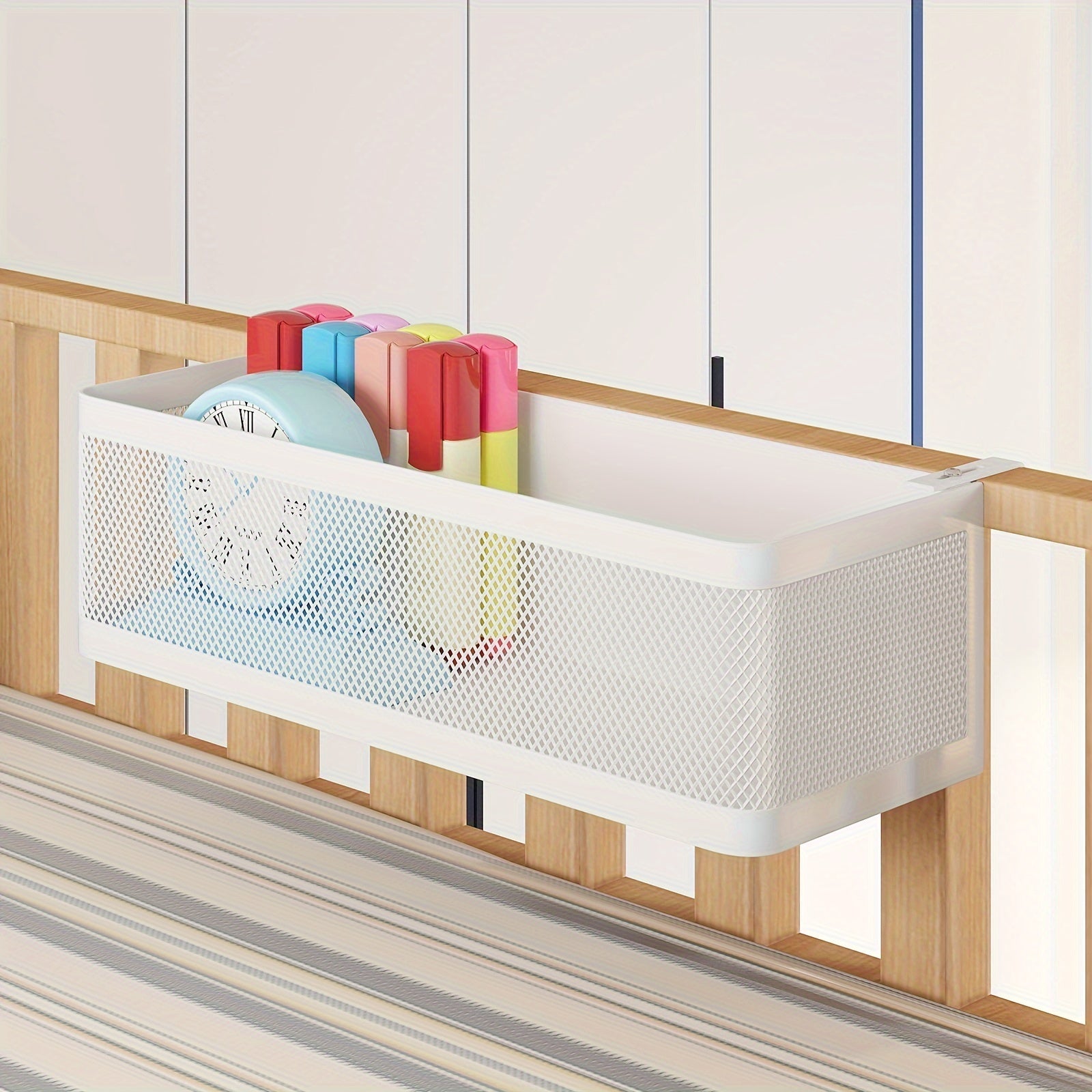 Adjustable Metal Storage Basket with Hooks - Handy Solution for Organisation