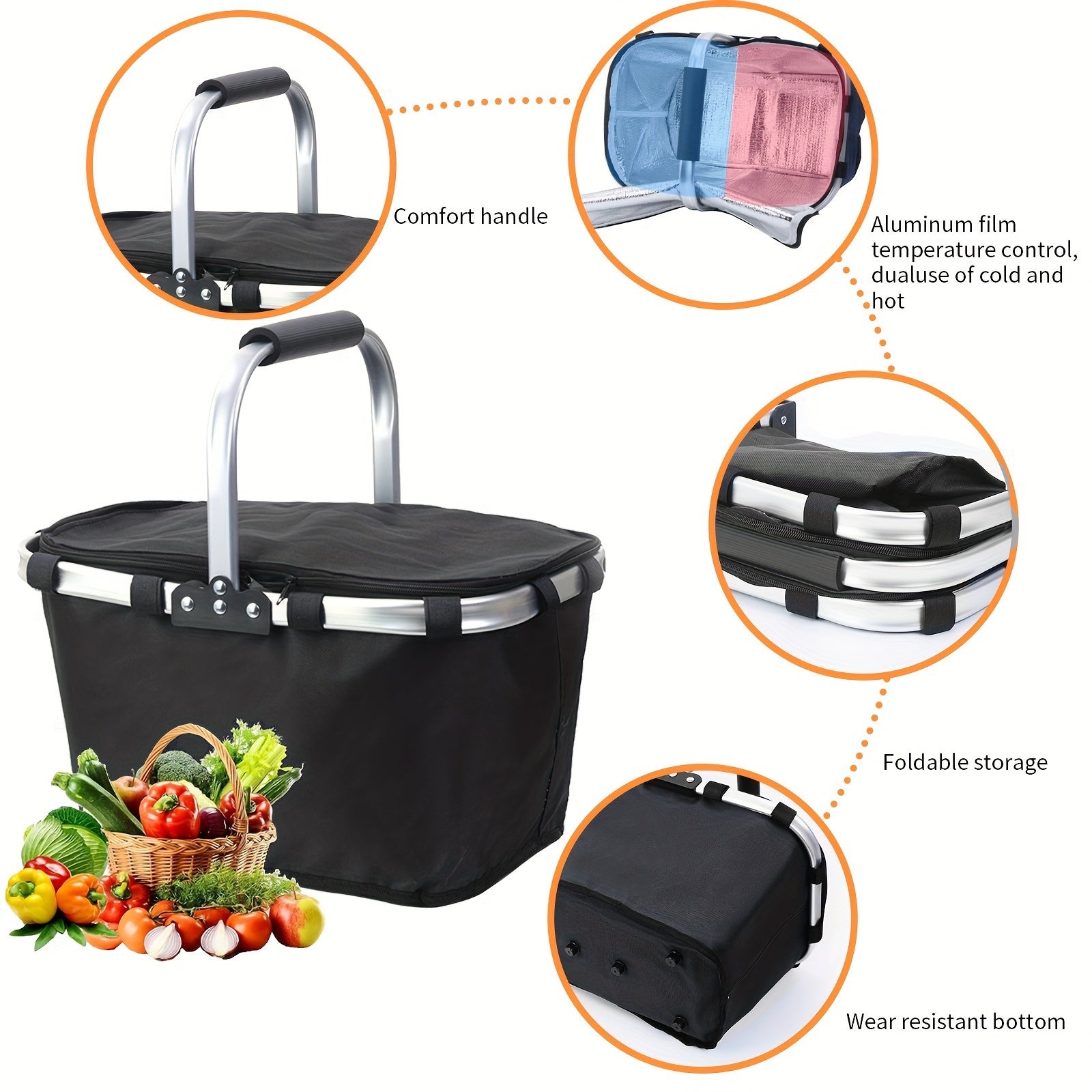 Foldable Insulated Picnic Basket – Durable and Spacious for Summer Adventures