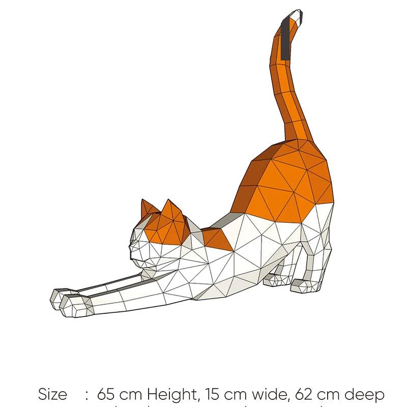 3D Papercraft Cat Decor - DIY Craft Project - 62cm Size