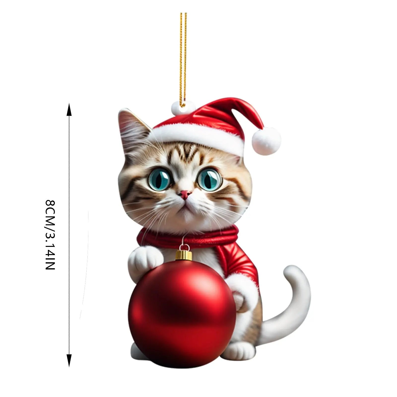 Christmas Cat Ornament - Cute Festive Tree Decoration