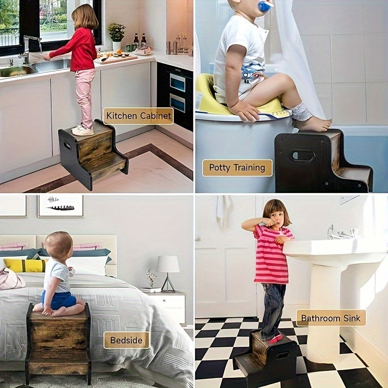 Rustic Wooden Stacking Stool - For Convenience and Safety