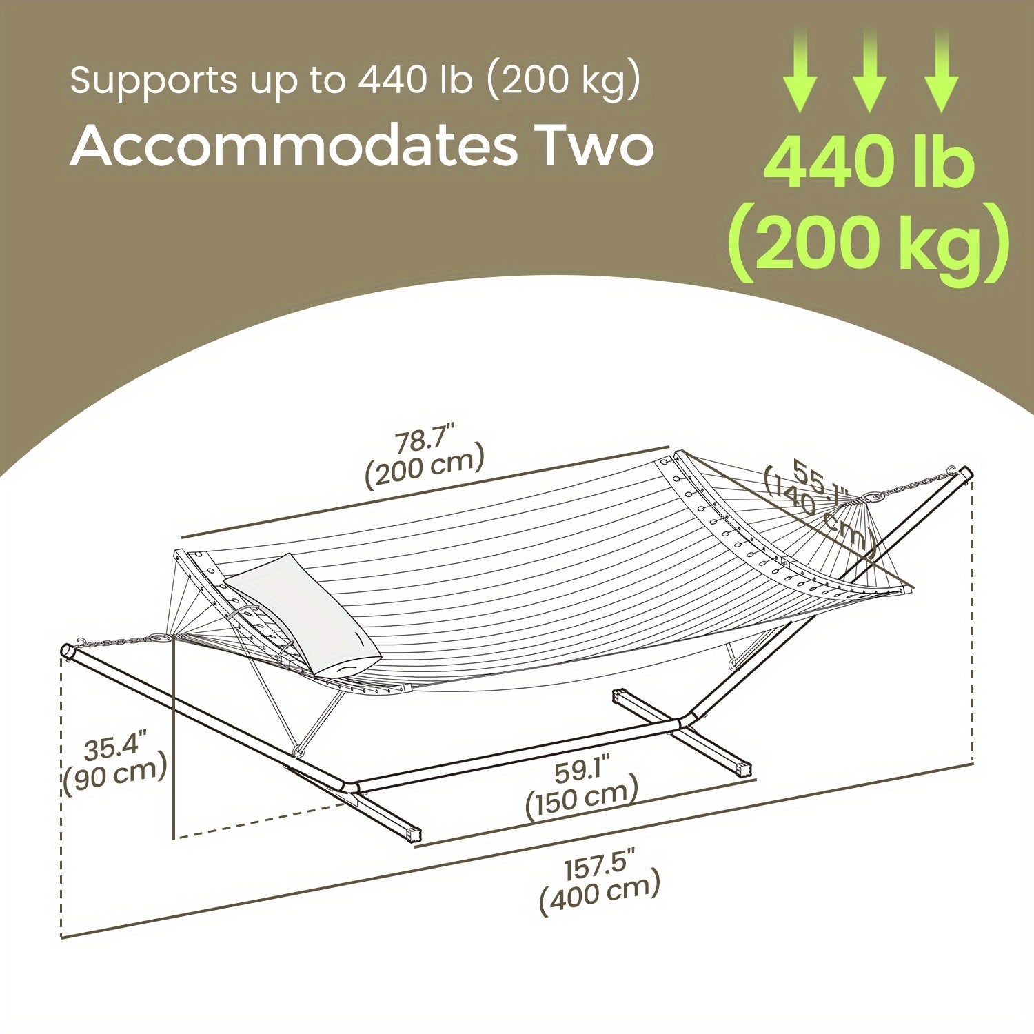 Padded Hammock with Stand – Comfortable Bamboo Spreader and Cushion