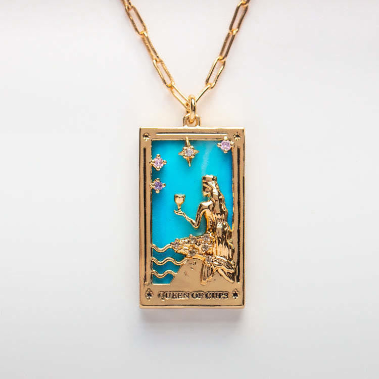 Zirconia Gold-Plated Tarot Drop Pendant Necklace – Amara