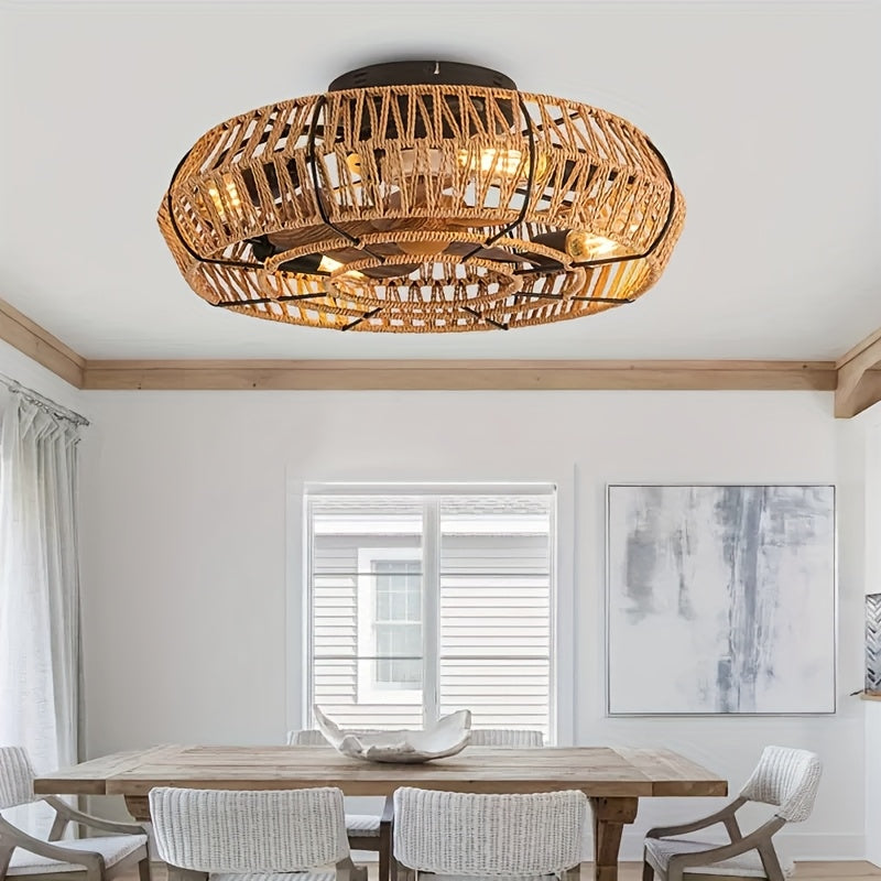 Handwoven Rattan Ceiling Fan – Zen Style and Functionality
