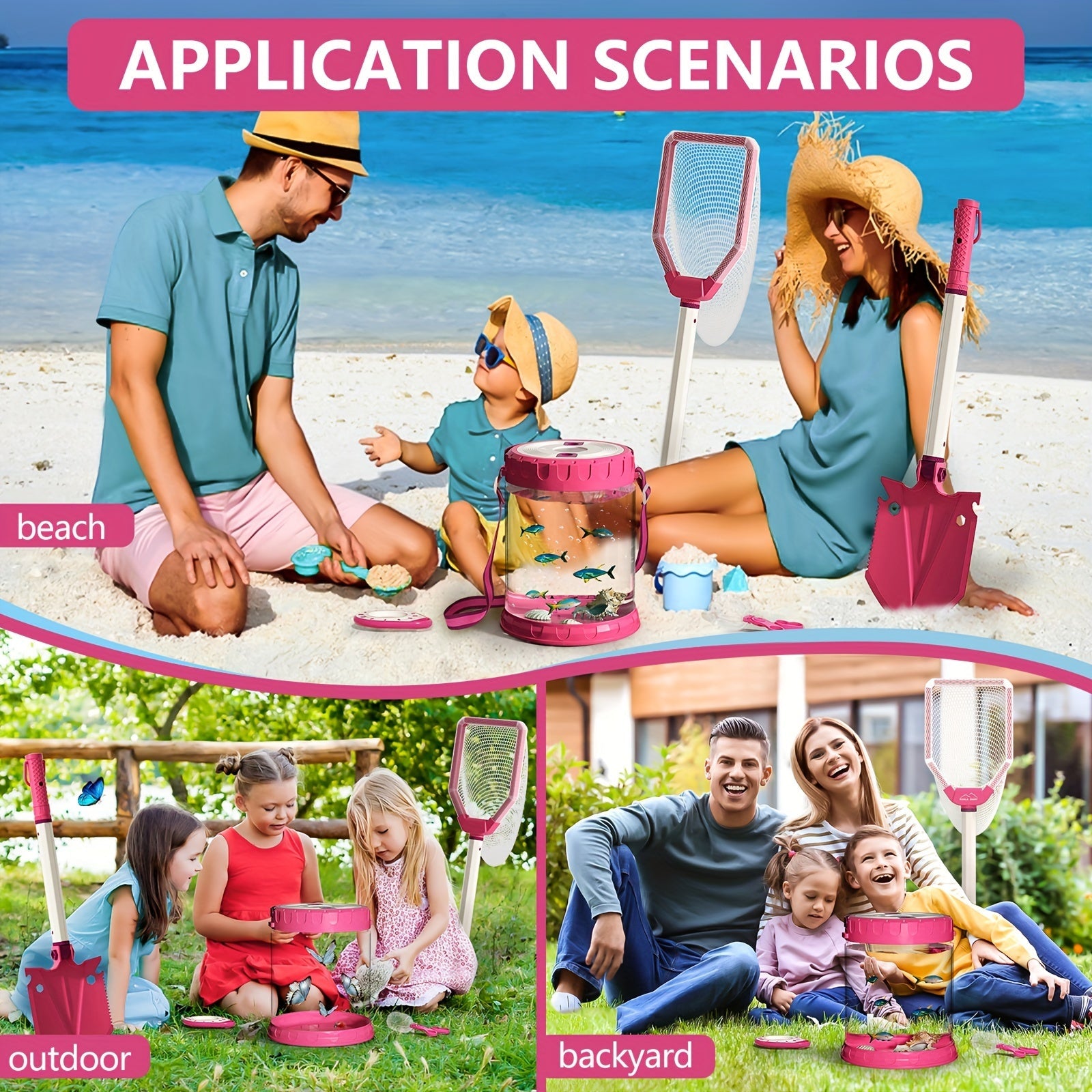 Beach Adventure Playset for Children – Complete with Folding Bucket, Spade, and Net for Outdoor Exploration