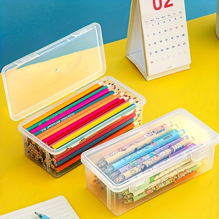 Transparent Storage Box - Practical and Durable for School Supplies