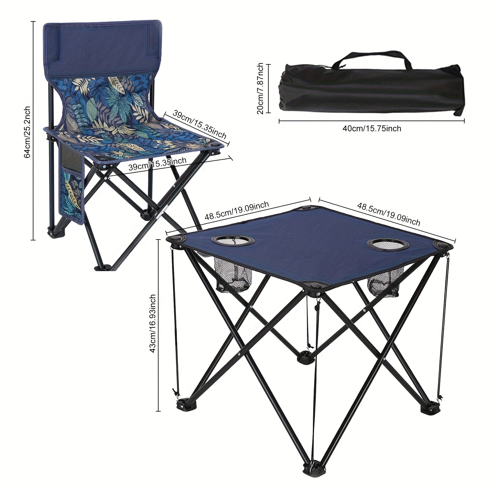 Foldable Garden Set with Table and Chairs – Portable for Camping and BBQ