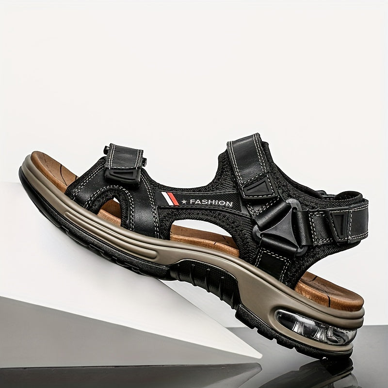 Premium Men's Leather Beach Sandals – Adjustable and Shock-Absorbing