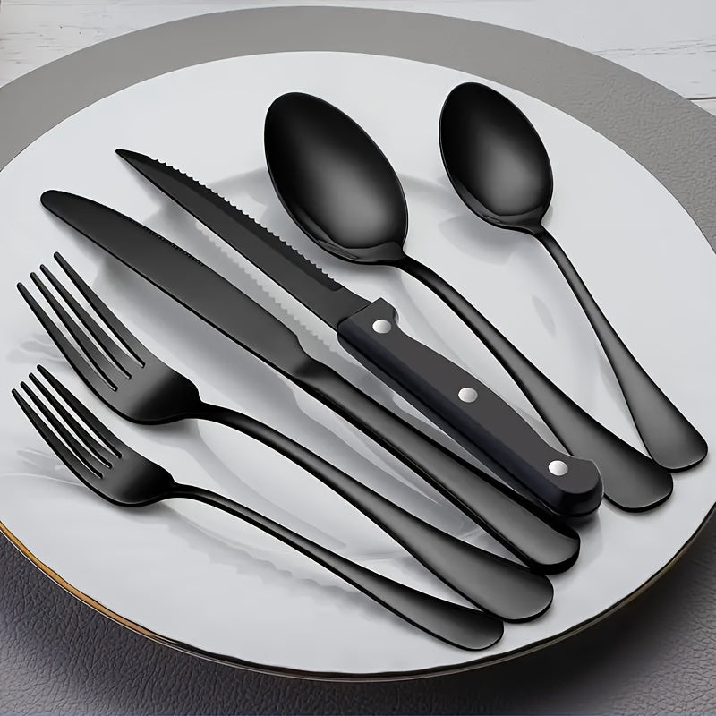 Black Stainless Steel Cutlery Set – Modern Design with High-Quality Finish
