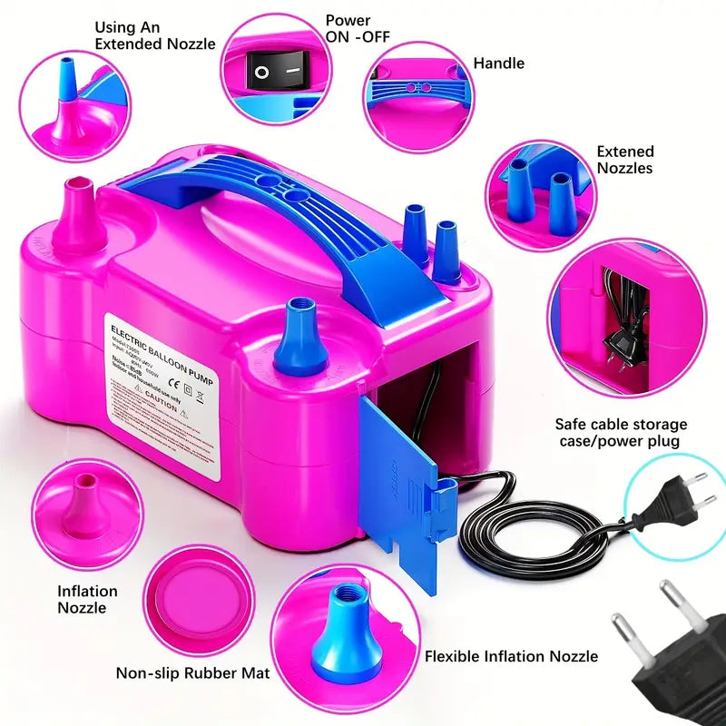 AirBliss - Electric Balloon Pump with Dual Nozzles - 600W, Portable & Powerful