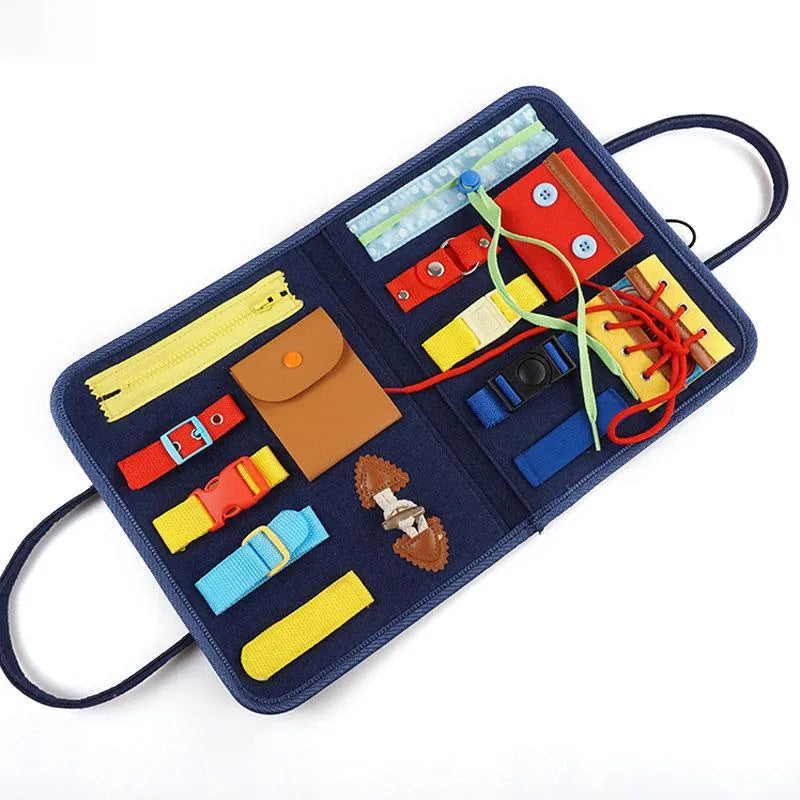 Motor Skills Learning Board for Children with Buckles, Zippers, and Buttons – Learning Fun