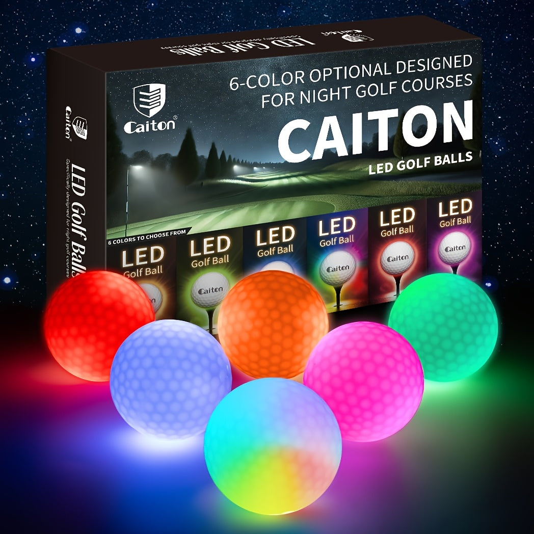 Caiton – 6-Pack LED Golf Balls with Sensor | Illuminated Golf Balls | For Night Golf, Celebrations & Gift Ideas