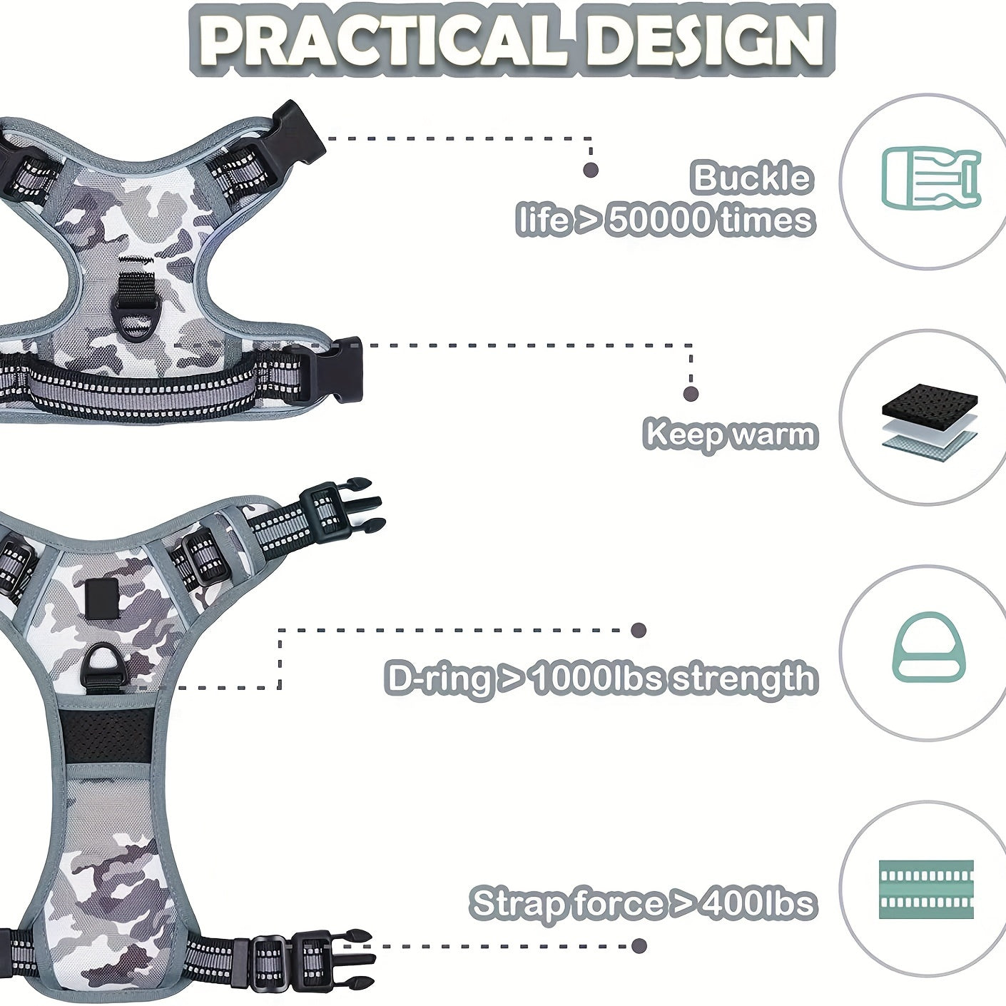 Reflective No-Pull Dog Harness – Easy Walking and Training with Handle