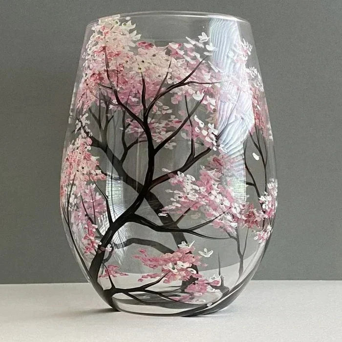 Sandsberg | Wine Glass Four Seasons Tree - Hand-Painted Art