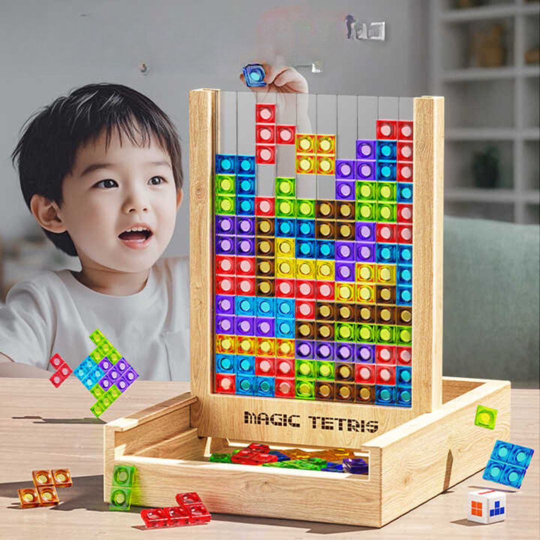 Ecoblock Tetris Board – Wooden Puzzle Game for Kids and Adults – Sustainable Brain Training Fun
