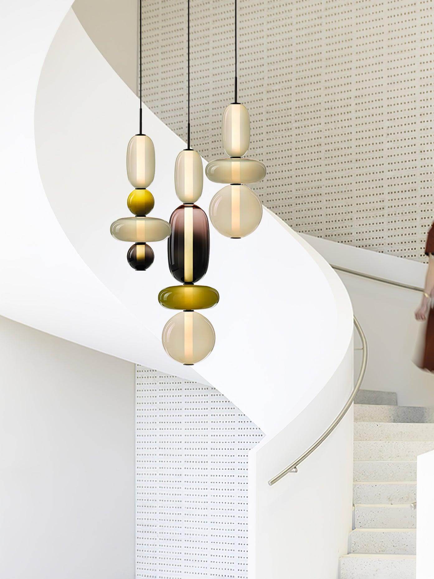 Modern Pendant Light with Coloured Glass