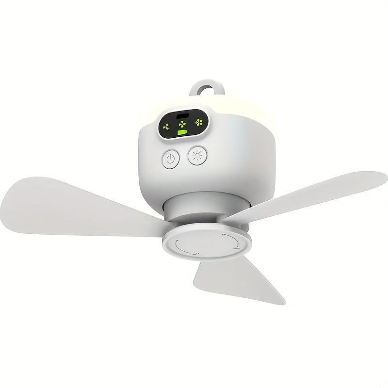 USB Rechargeable Hanging Fan – Portable with LED Light
