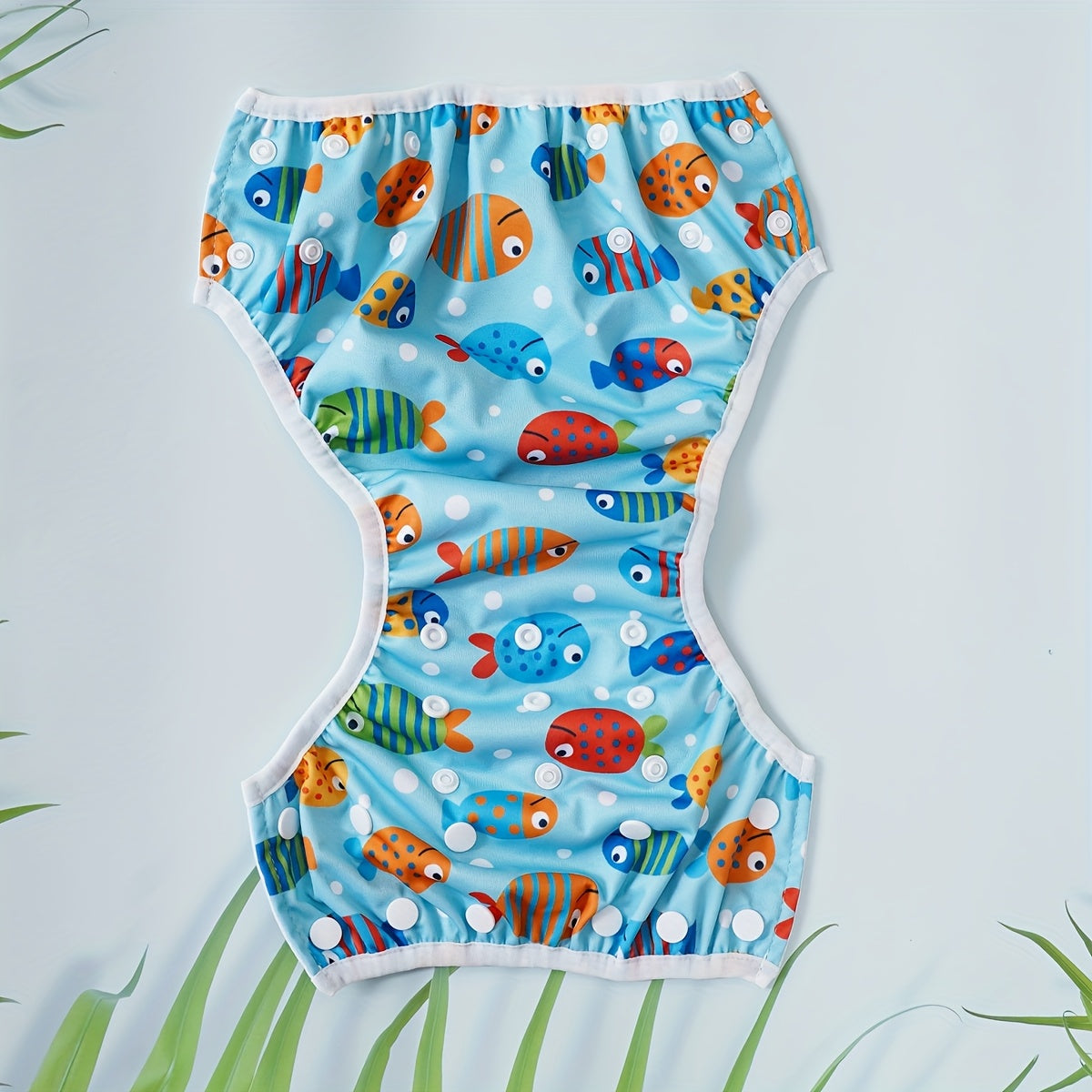 Adjustable Washable Swim Nappy for Babies – Leak-proof with Fish Print