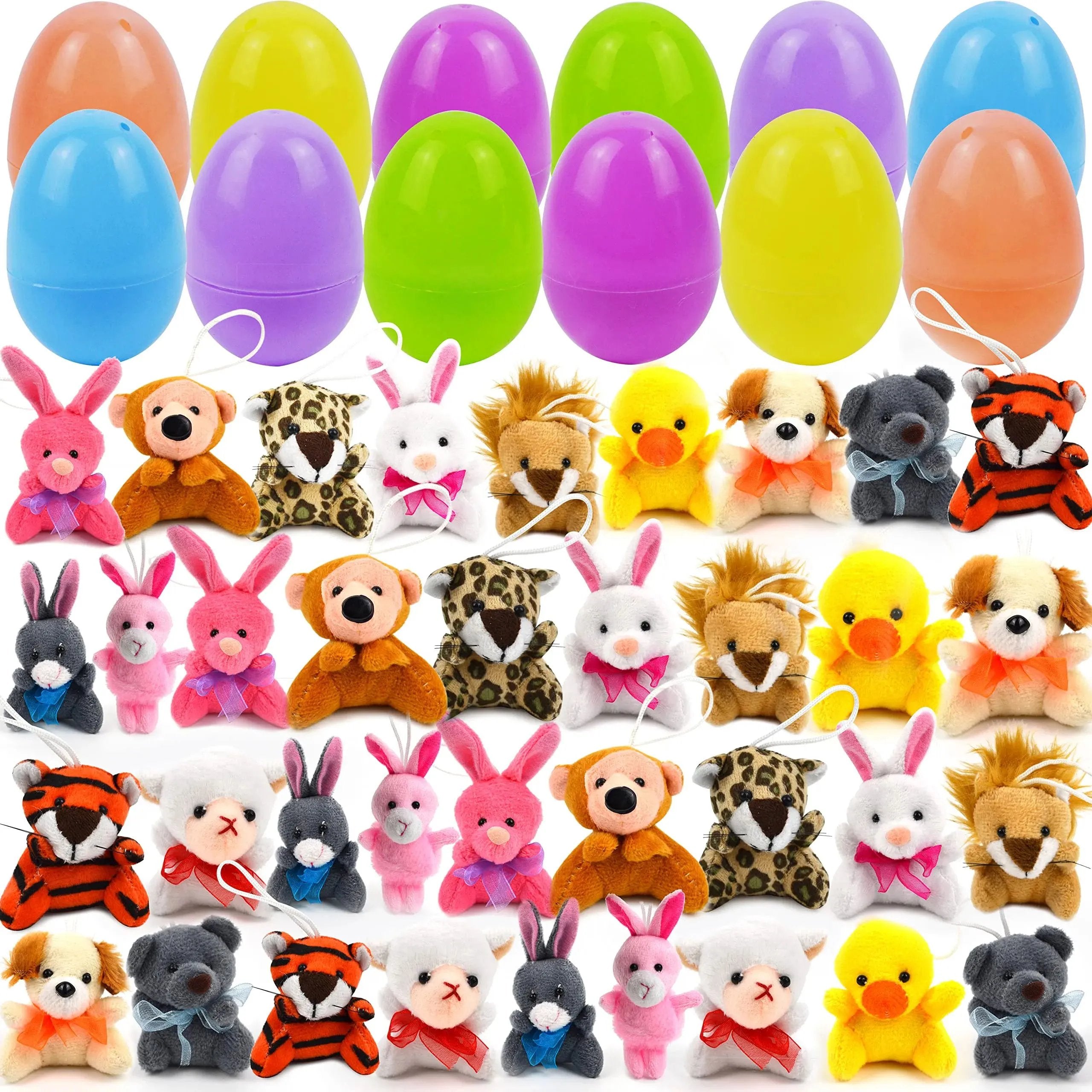 Plush Easter Eggs with Mini Animals for Children – 12 Piece Surprise Egg Set