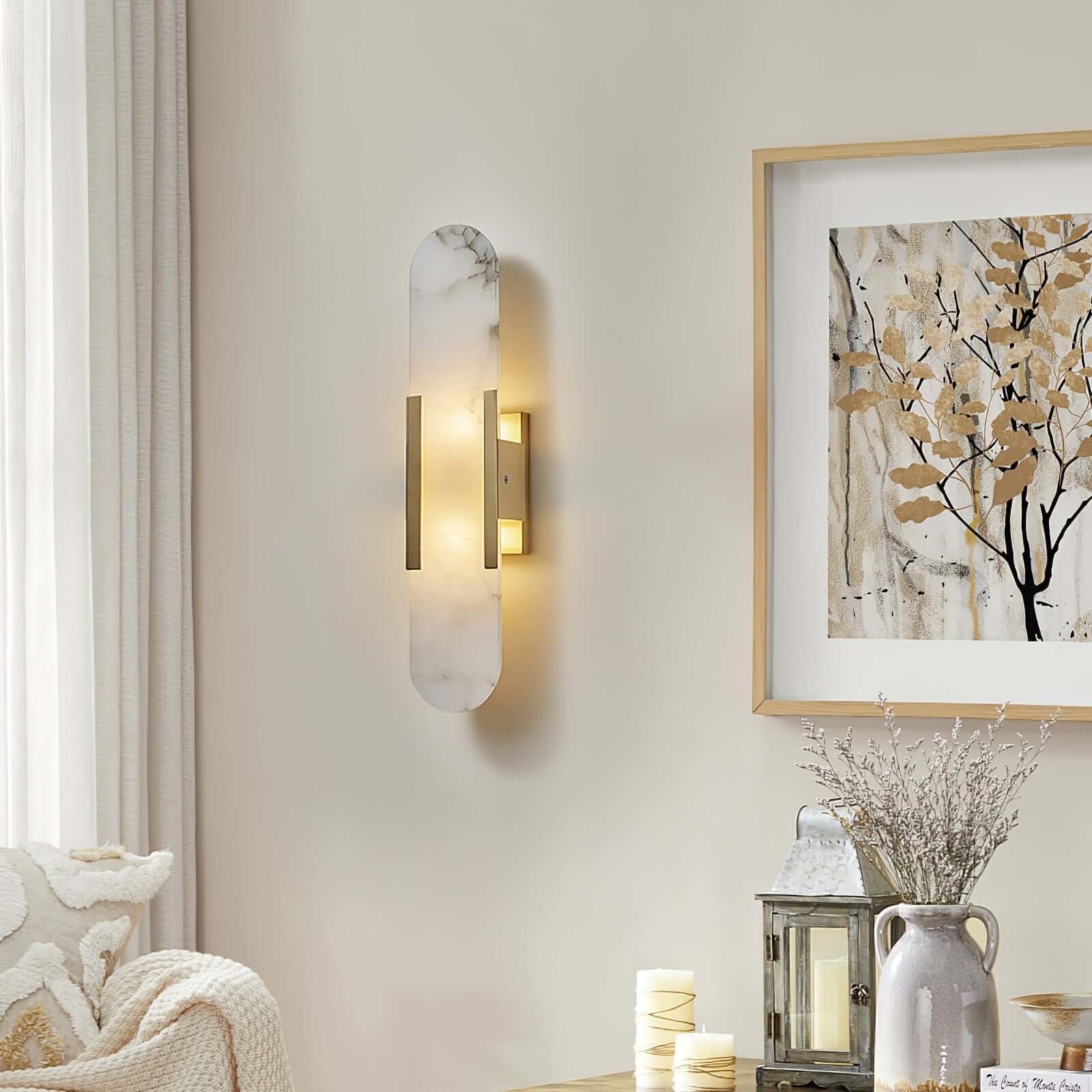 Modern Wall Lamp - Alabaster & Metal
