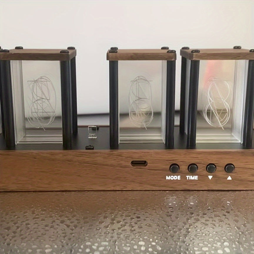 Modern Retro Tube Clock – RGB LED Digital Clock for Unique Interior Decoration