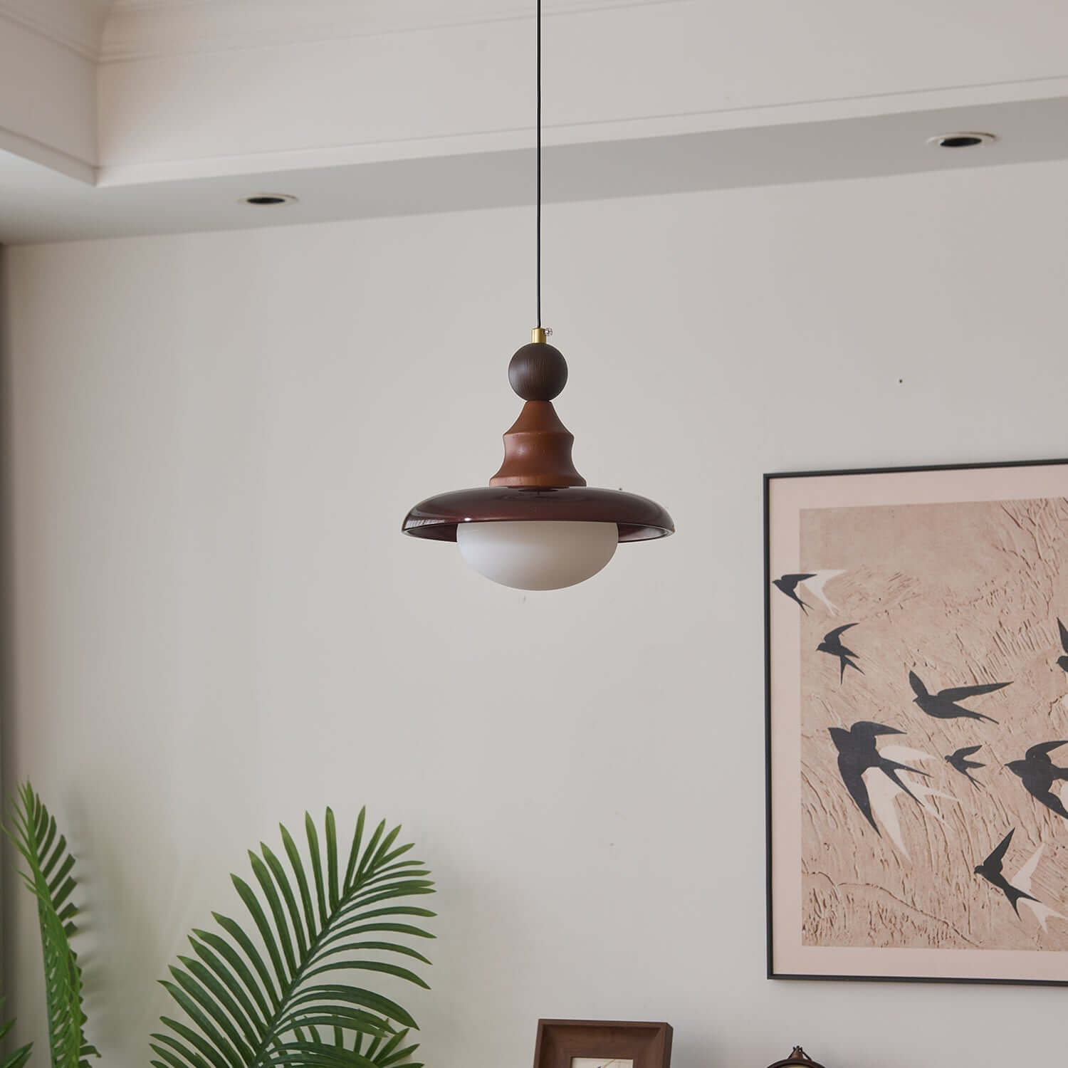 Pendant Light with Wooden Accents