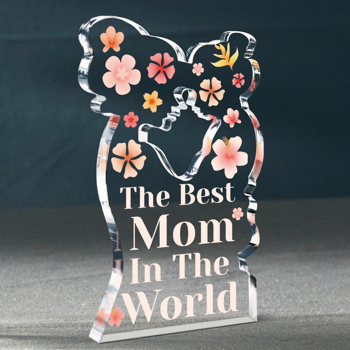 Acrylic Plaque for the Best Mum in the World – Mother and Daughter Hug