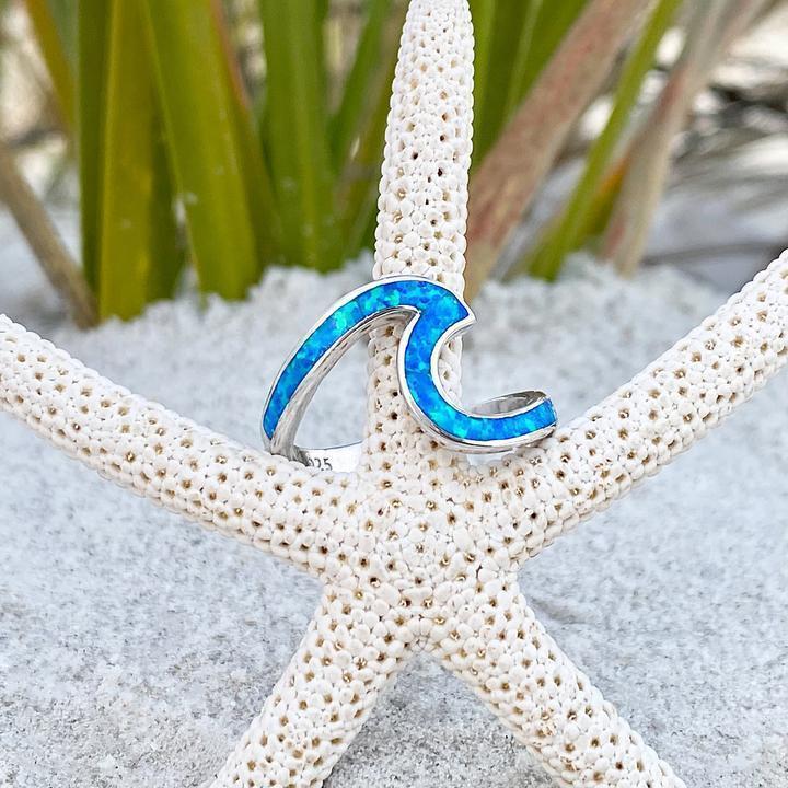 Ocean Waves Ring in Opal and Silver – Livia