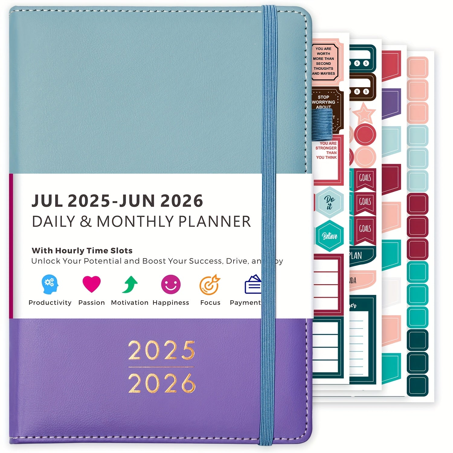 2025-2026 planner with monthly and daily schedule | Diary | Luxury leather planner with tabs and storage pocket