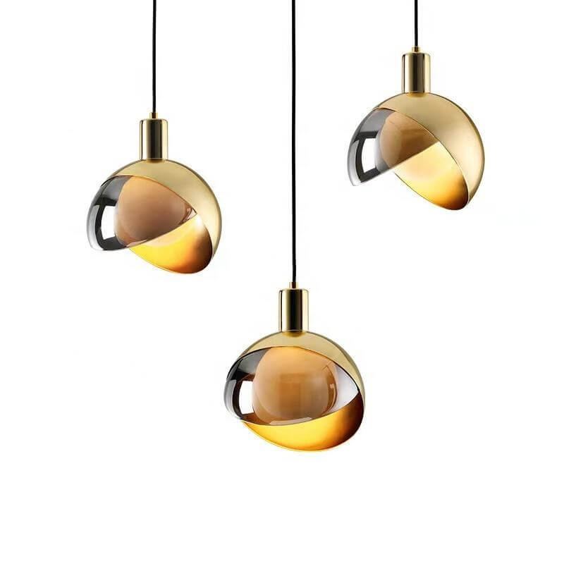 Pendant Light - Smoky Glass & Gold