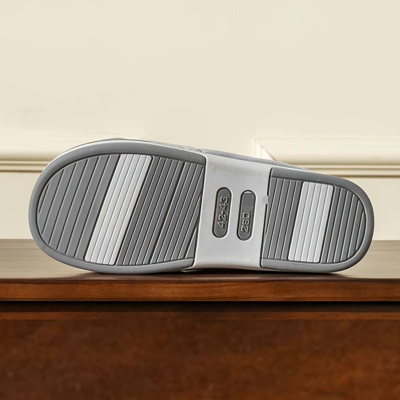 Warm Men's Slippers with Herringbone Pattern – Comfort & Grip for Home in Autumn and Winter