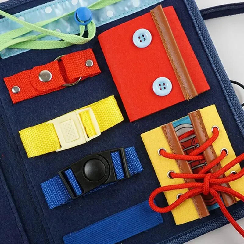 Motor Skills Learning Board for Children with Buckles, Zippers, and Buttons – Learning Fun