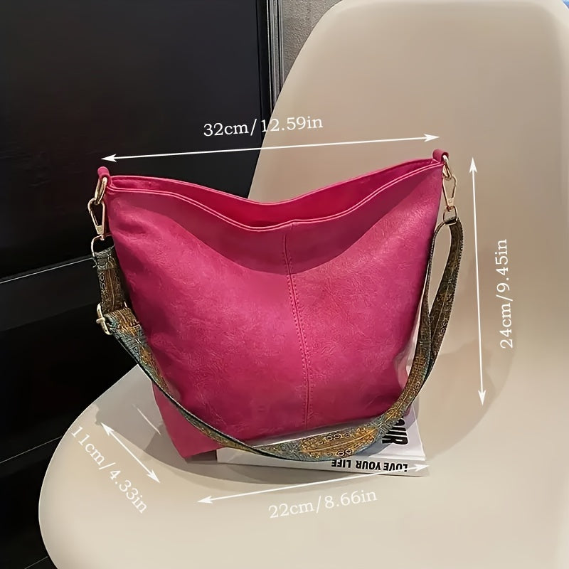 Wide Geometric Bag – Large Capacity Crossbody with Retro Vibe