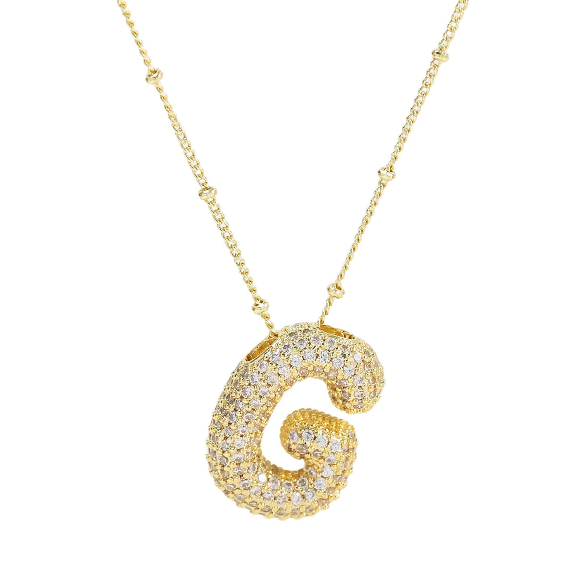 Ladies' Necklace – Initial Pendant – Sparkling Stones – Refined Chain Necklace – Statement Jewellery