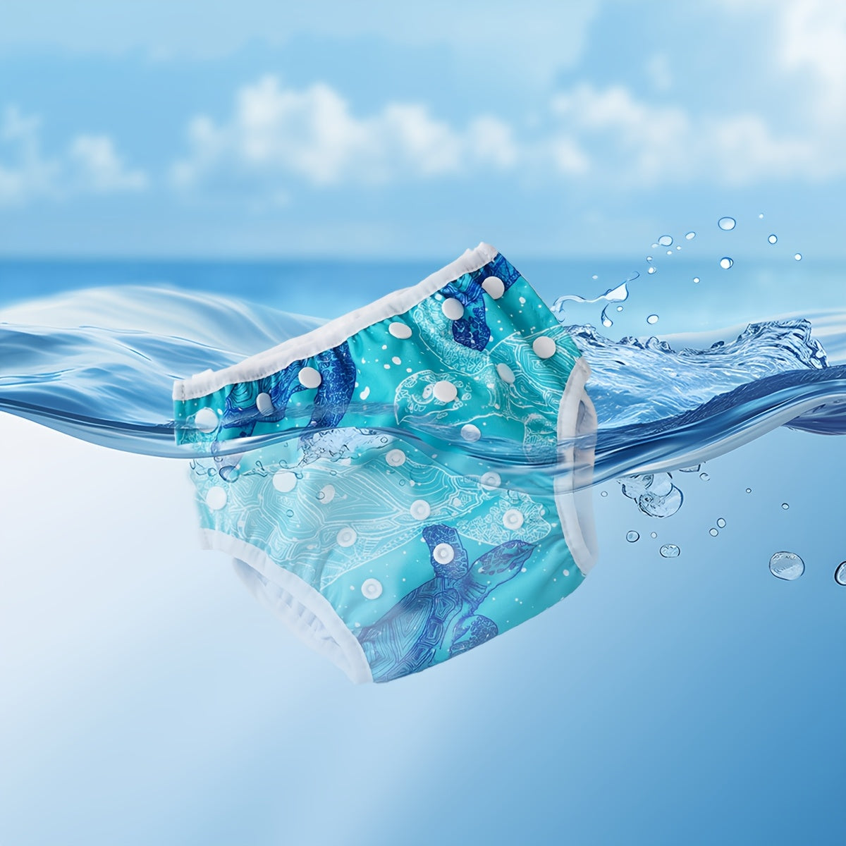 Adjustable Washable Swim Nappy for Babies – Leak-proof with Fish Print